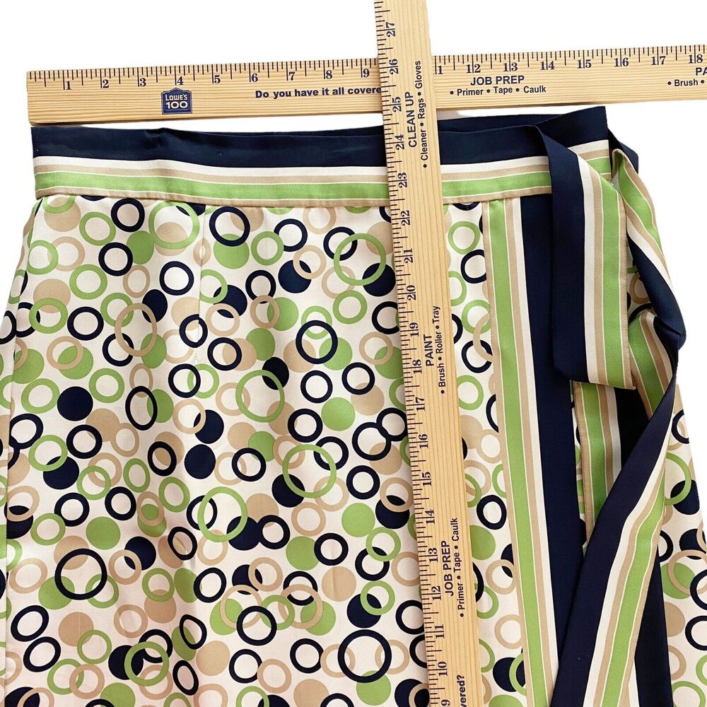 Talbots Skirt Women Size 8 Silk Lined Blue/Green/Beige Y2K Wrap Abstract Pattern - Picture 10 of 12